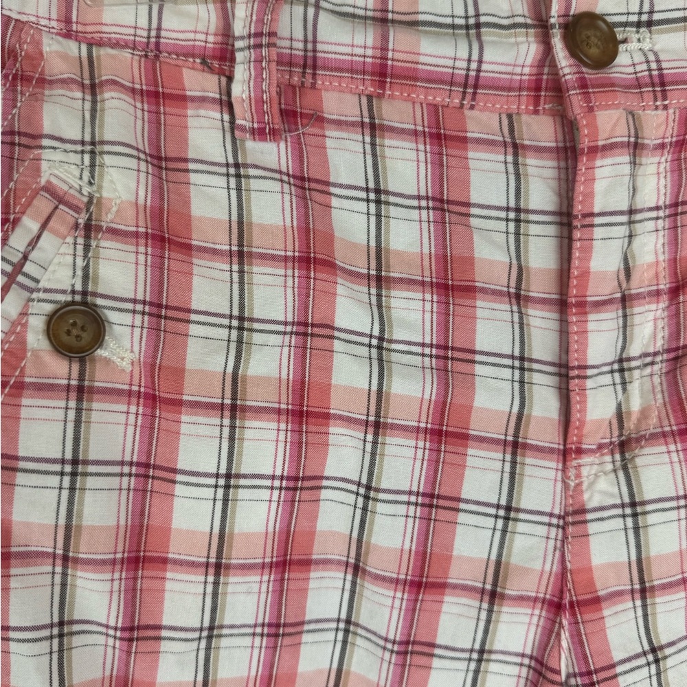 Bass Plaid Bermuda Shorts Pink Cotton Mid Rise Women's 8 - Picture 3 of 4